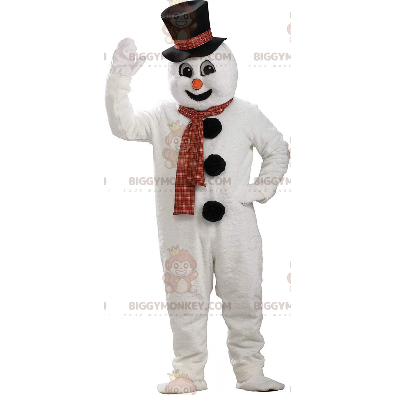 Costume de mascotte BIGGYMONKEY™ de bonhomme de neige blanc Costume de mascotte BIGGYMONKEY™ de bonhomme de neige blanc