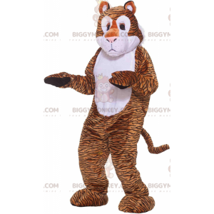 BIGGYMONKEY™ Mascot Costume Brown and White Tiger with Black