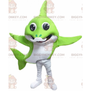 BIGGYMONKEY™ Mascottekostuum groene en witte haai met witte snor - Vis mascottes - BIGGYMONKEY_011416 - BiggyMonkey.com