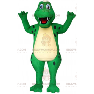 Costume de mascotte BIGGYMONKEY™ de crocodile vert et jaune