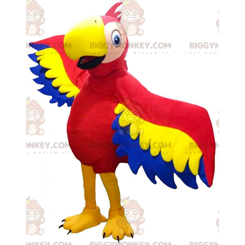 Disfraz de mascota BIGGYMONKEY™ de loro rojo Tamaño L (175-180 CM)