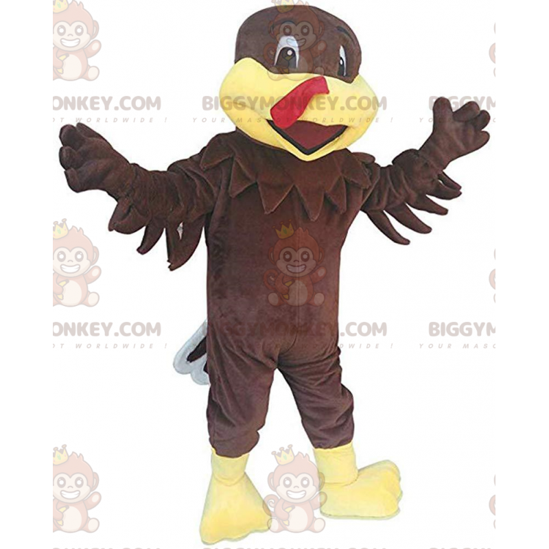Costume da mascotte BIGGYMONKEY™ tacchino giallo e marrone Costume da mascotte BIGGYMONKEY™ tacchino giallo e marrone