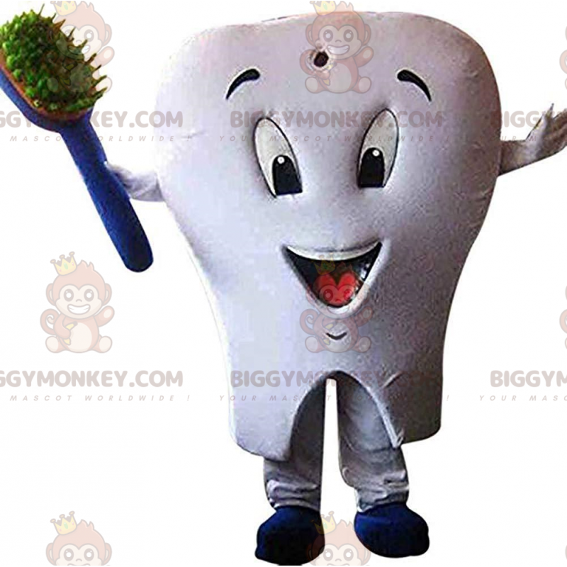 Giant white tooth BIGGYMONKEY™ mascot costume, tooth costume -