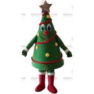 Costume de mascotte BIGGYMONKEY™ de sapin de Noël décoré et