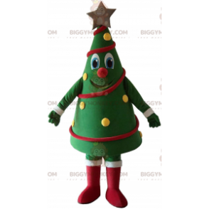 Costume de mascotte BIGGYMONKEY™ de sapin de Noël décoré et