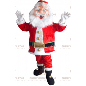 BIGGYMONKEY™ maskotdräkt Skäggig och gemytlig jultomte i röd