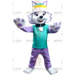Kostým maskota BIGGYMONKEY™ Everestu, slavného fialového psa z