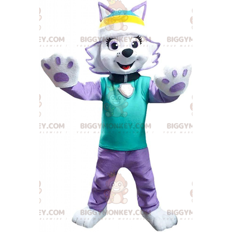 Costume de mascotte BIGGYMONKEY™ d’Everest, le chien violet Costume de mascotte BIGGYMONKEY™ d’Everest, le chien violet