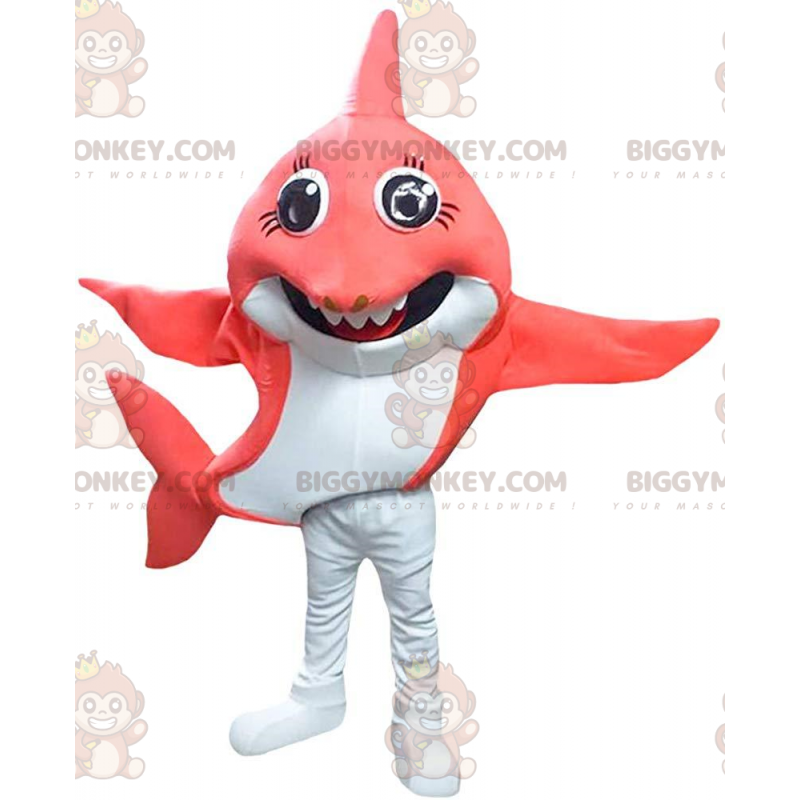 Red and white shark BIGGYMONKEY™ mascot costume, big fish