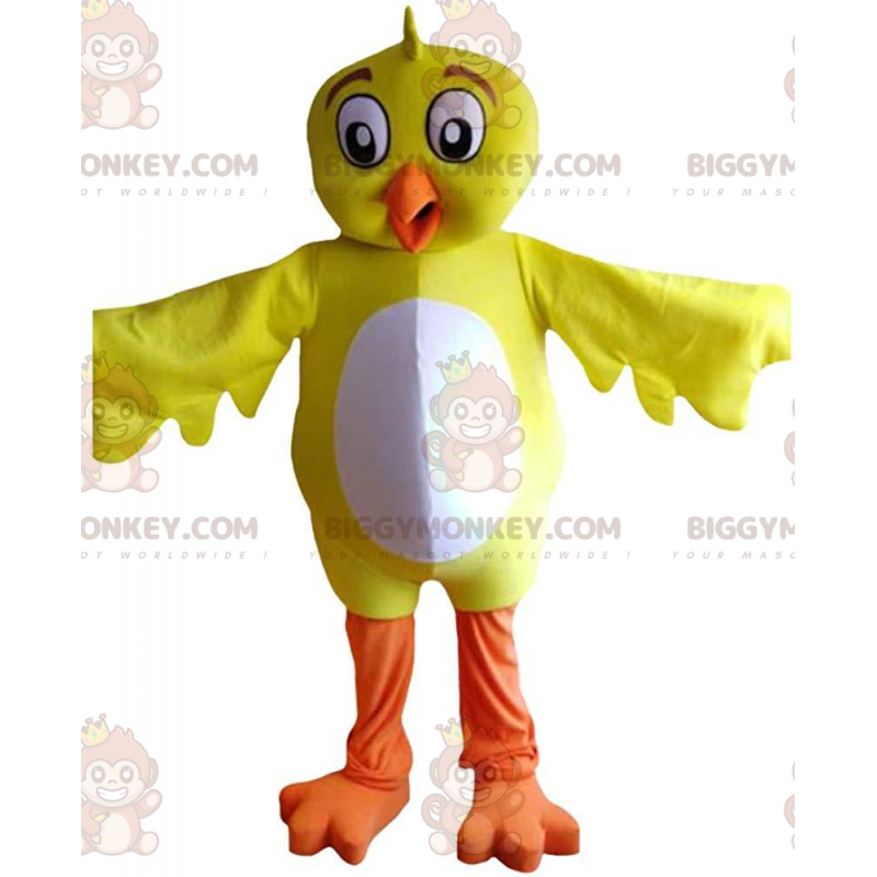 BIGGYMONKEY™ mascottekostuum gele en witte vogel, reus BIGGYMONKEY™ mascottekostuum gele en witte vogel, reus
