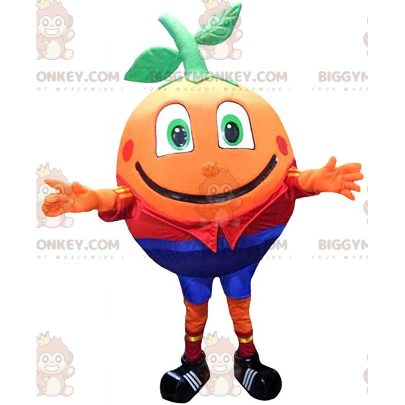 Costume de mascotte BIGGYMONKEY™ d'orange géante et souriante
