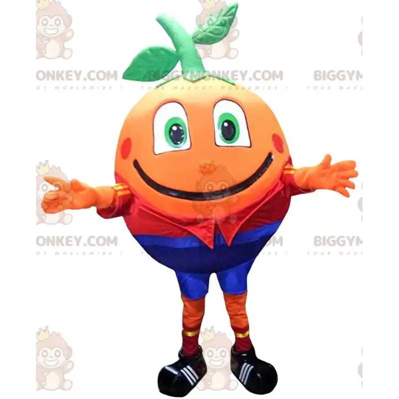 Giant Smiling Orange BIGGYMONKEY™ Mascot Costume, Fruit Costume Giant Smiling Orange BIGGYMONKEY™ Mascot Costume, Fruit Costume