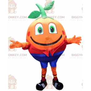 Costume de mascotte BIGGYMONKEY™ d'orange géante et souriante