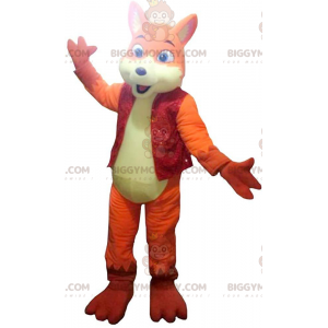 Orange and Yellow Fox BIGGYMONKEY™ Mascot Costume, Colorful Dog