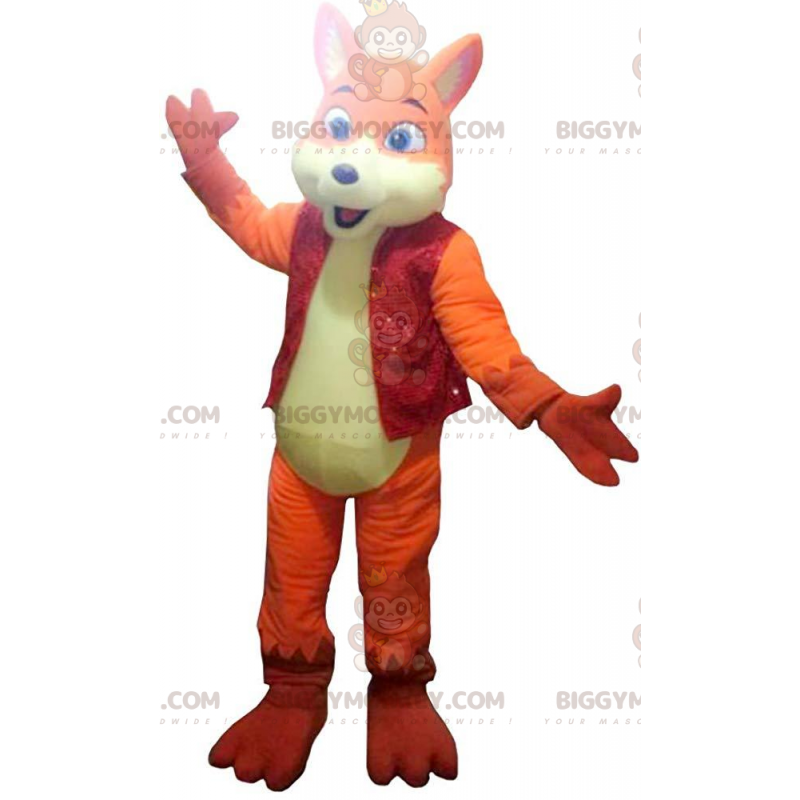 Orange und gelber Fuchs BIGGYMONKEY™ Maskottchenkostüm