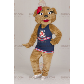 BIGGYMONKEY™ Mascot Costume Brown Tigress With Blue Dress –