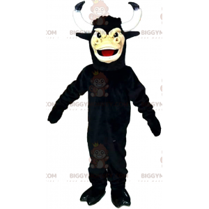 Big Horned Black Bull BIGGYMONKEY™ Mascot Costume, Buffalo