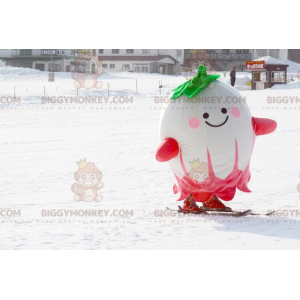 BIGGYMONKEY™ Disfraz de mascota de rábano rosa, verde y blanco