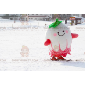 Traje de mascote de rabanete rosa e verde grande branco BIGGYMONKEY™ - Mascotes não classificados - BiggyMonkey.com