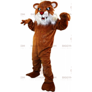 BIGGYMONKEY™ mascottekostuum oranje en witte jaguar, felle