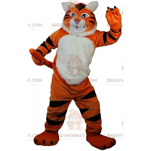 Orange, White and Black Tiger BIGGYMONKEY™ Mascot Costume, Fawn