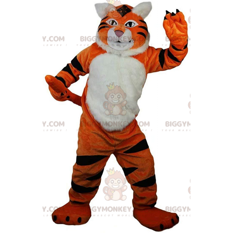  Costume mascotte BIGGYMONKEY™ tigre arancione, bianca e nera, costume fulvo - Mascotte della tigre - BiggyMonkey.com