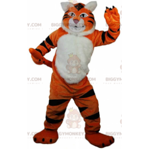 Oranje, witte en zwarte tijger BIGGYMONKEY™ mascottekostuum