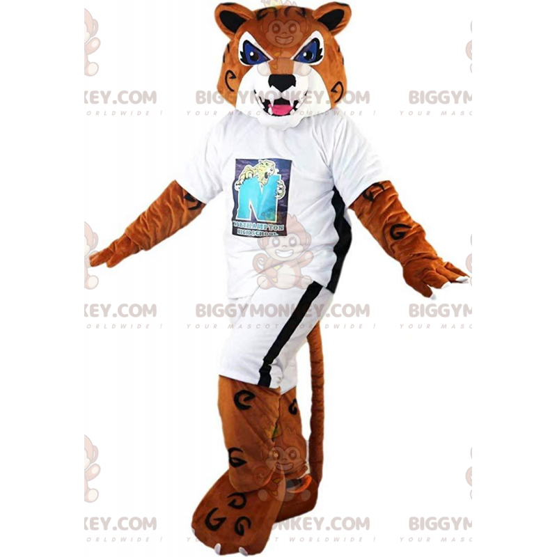 Biggymonkey Mascot Costume Fierce Looking Brown Bear in Sportswear