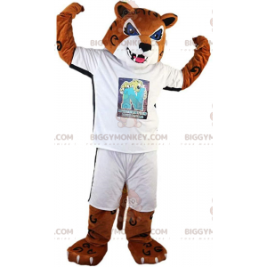 Traje de mascote BIGGYMONKEY™, tigre, puma marrom, traje de