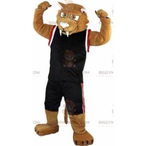 BIGGYMONKEY™ Mascot Costume Tan Sabertooth Tiger In Sportswear