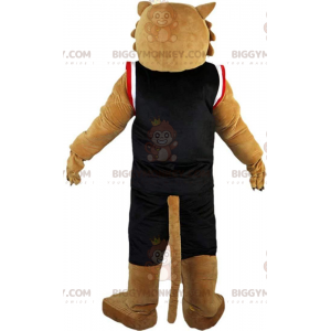 BIGGYMONKEY™ Mascot Costume Tan Sabertooth Tiger In Sportswear