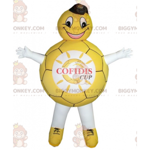 Costume de mascotte BIGGYMONKEY™ de ballon jaune et blanc -