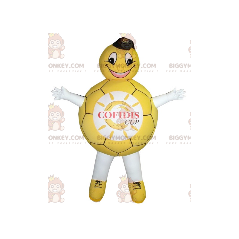 Kostým maskota BIGGYMONKEY™ se žlutým a bílým balónkem –