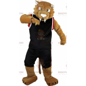 BIGGYMONKEY™ maskotkostume Tan Sabeltand Tiger i sportstøj -