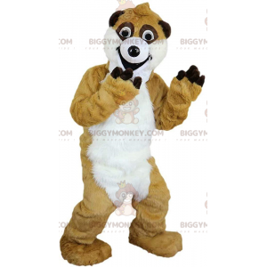 BIGGYMONKEY™ mascot costume of giant beige and white meerkat
