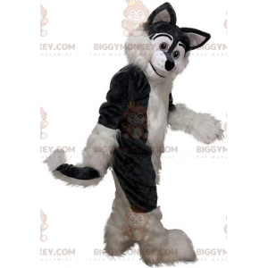 Kostium maskotki BIGGYMONKEY™ z szarego i białego psa husky