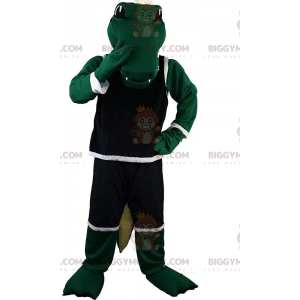 BIGGYMONKEY™ maskotkostume af grøn krokodille i sportstøj