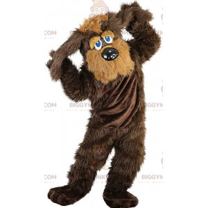 BIGGYMONKEY™ mascot costume of brown and beige dog, hairy fox