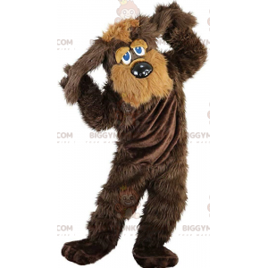 BIGGYMONKEY™ maskot kostume af brun og beige hund, behåret fox