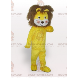 BIGGYMONKEY™ Soft and Furry Yellow and Brown Lion Cub Mascot