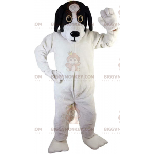 Witte en zwarte hond BIGGYMONKEY™ mascottekostuum, pluche