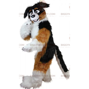 BIGGYMONKEY™ driekleurig hondenmascottekostuum, zacht en harig