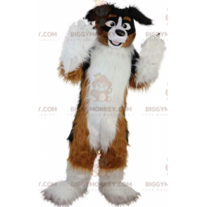 BIGGYMONKEY™ Τρίχρωμη στολή μασκότ σκύλου, μαλακή και γούνινη