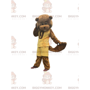 Costume da mascotte BIGGYMONKEY™ castoro marrone vestito con