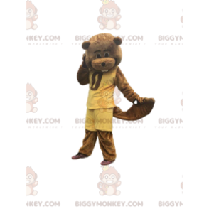 Brauner Biber BIGGYMONKEY™ Maskottchenkostüm in Sportkleidung -