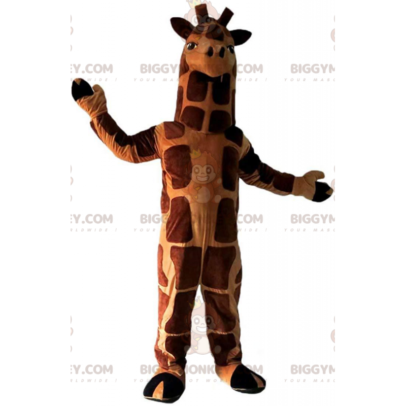 BIGGYMONKEY™ jätte brun och orange giraffmaskotdräkt, exotiskt BIGGYMONKEY™ jätte brun och orange giraffmaskotdräkt, exotiskt