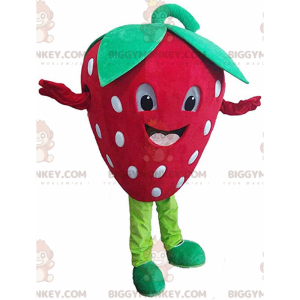 Giant red strawberry BIGGYMONKEY™ mascot costume, strawberry