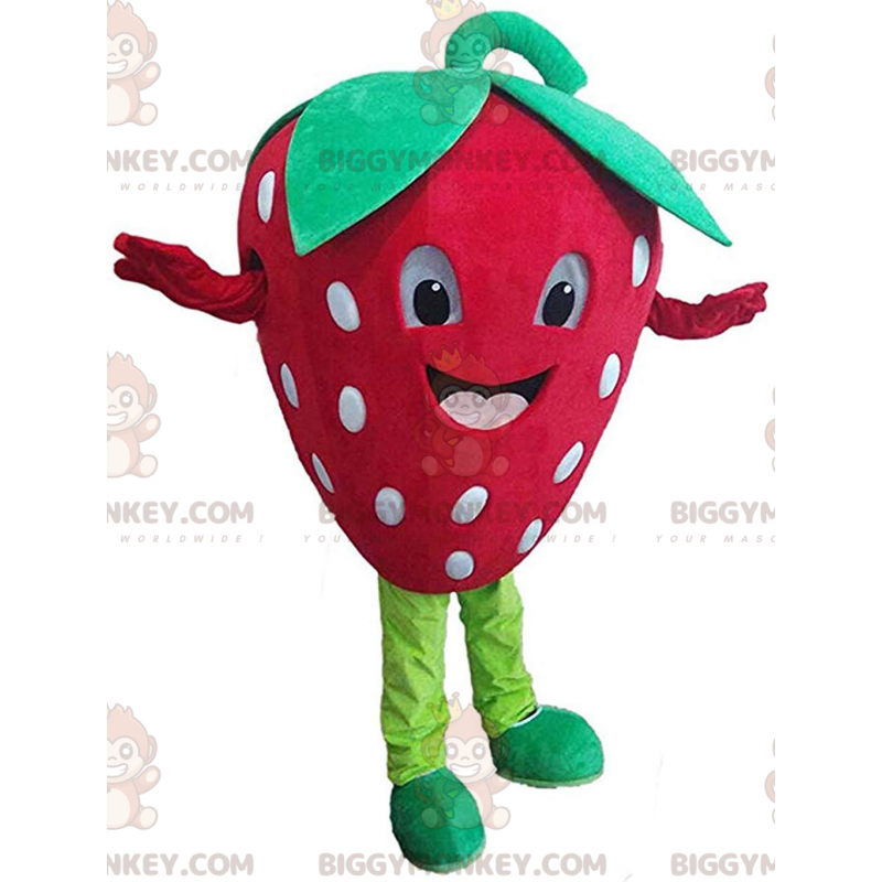 Giant red strawberry BIGGYMONKEY™ mascot costume, strawberry