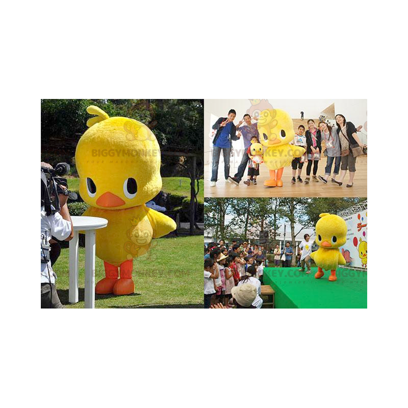 Costume de mascotte BIGGYMONKEY™ de gros poussin jaune et Costume de mascotte BIGGYMONKEY™ de gros poussin jaune et