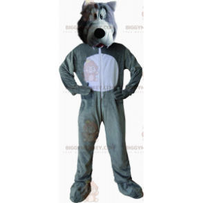 Grå og hvid ulv BIGGYMONKEY™ maskotkostume, Furry Bad